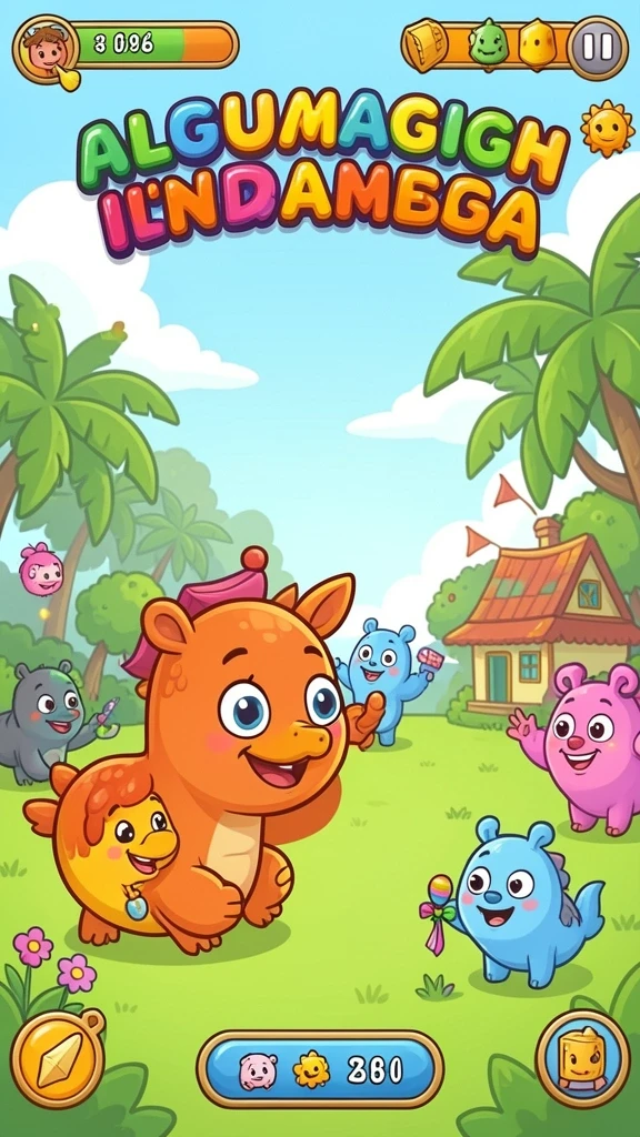 Screenshot 1 menunjukkan antarmuka utama permainan yang menarik.